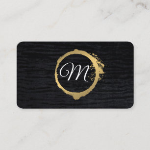 Faux Metallic Guld Velvet Black med Monogram Visitkort