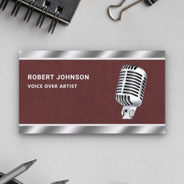 Faux Metallic Microphone Voice over Artist Visitkort (Skapare uppladdad)