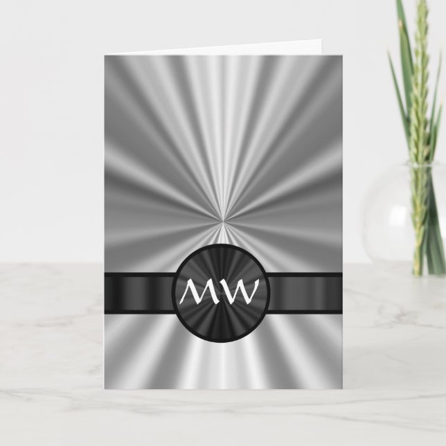 Faux metallic monogramme anteckningskort (Framsida)