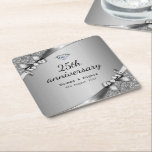 Faux Metallic Silver Diamond 25:e årsdagen Glam Underlägg Papper Kvadrat<br><div class="desc">Faux Metallic Silver Diamond 25:e årsdagen Luxury Underlägg.</div>