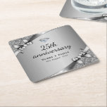 Faux Metallic Silver Diamond 25:e årsdagen Glam Underlägg Papper Kvadrat<br><div class="desc">Faux Metallic Silver Diamond 25:e årsdagen Luxury Underlägg.</div>