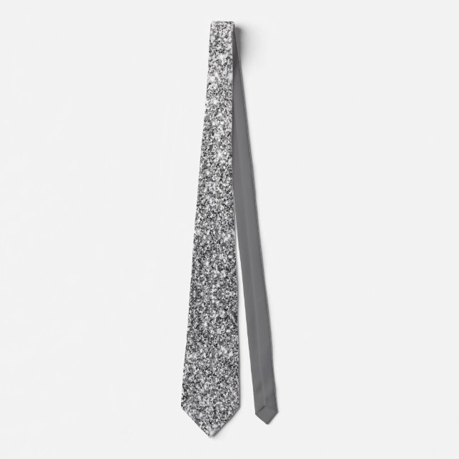Faux Metallic Silver Glitter Party Neck Tie Slips (Framsida)