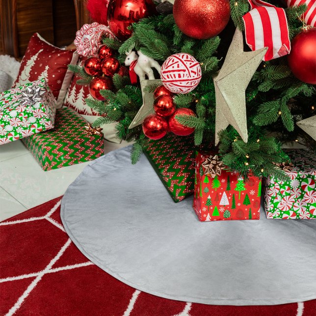 Faux Metallic Silver Grått Gradient Julgransmatta Borstad Polyester (Faux Metallic Silver Grey Gradient Brushed Polyester Tree Skirt)