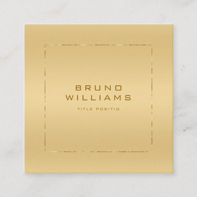 Faux métallifères guld bakgrundsblankt guld ram fyrkantigt visitkort (Framsida)