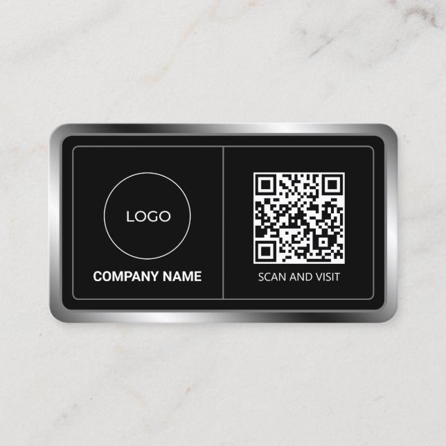 Faux metallisk ram med logotyp och kod visitkort (Framsida)