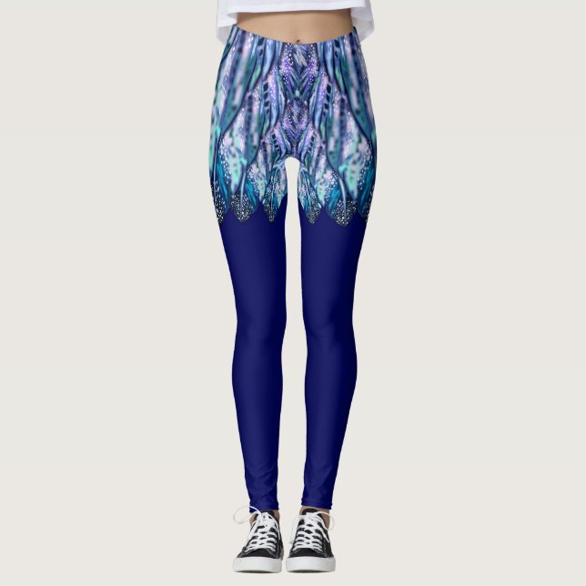 Faux Mini Feathers Skirt Funny Leggings (Framsida)