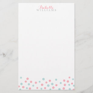 Faux Mint och Rosa Glitter-konfetti-punkter Brevpapper