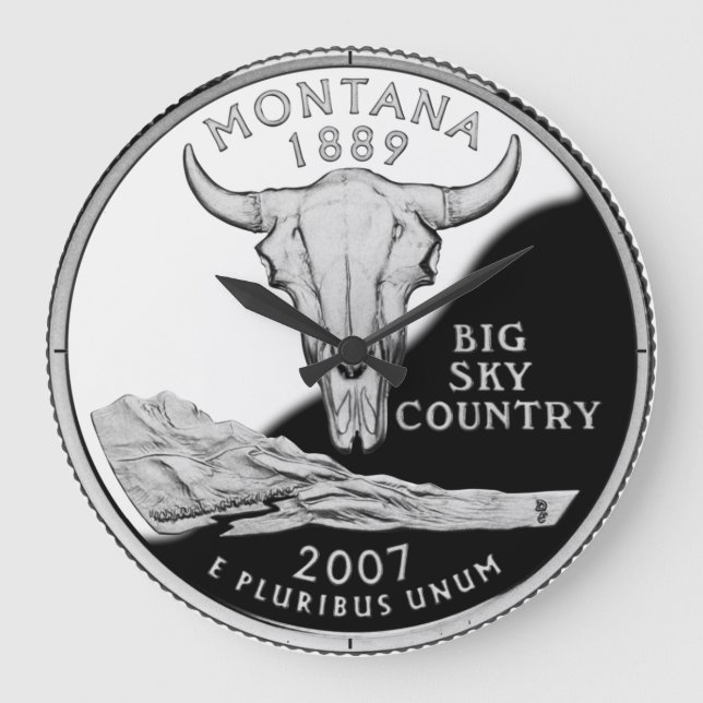 Faux Montana State Quarter Clock Stor Klocka (Framsida)