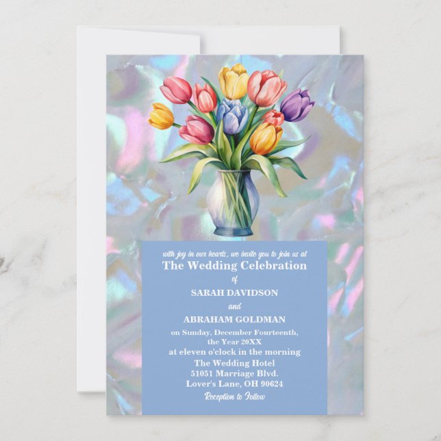 Faux Mor i Pearl Iridescent Bröllop Inbjudningar (Framsida)