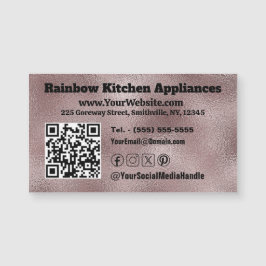 Faux Mörk Rosa Metallic Magnetic Affärskort