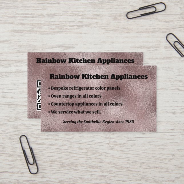 Faux Mörk Rosa Metallic Visitkort (Fram/Back In Situ)