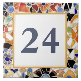 Faux Mosaic House Door Number - färgat spanskt Fau Kakelplatta