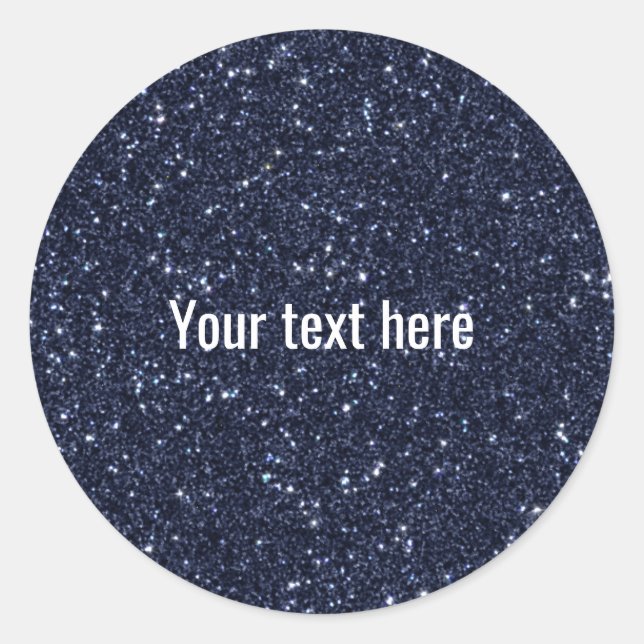 Faux Navy Blue Gliter Runt Klistermärke (Framsida)