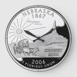 Faux Nebraska State Quarter Clock Stor Klocka