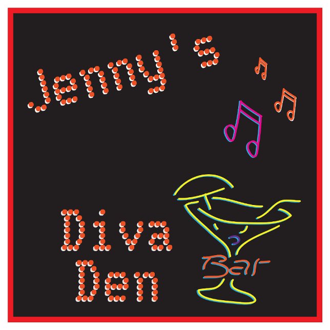 Faux Neon Diva Den Timepart Fyrkantig Klocka (Skapare uppladdad)