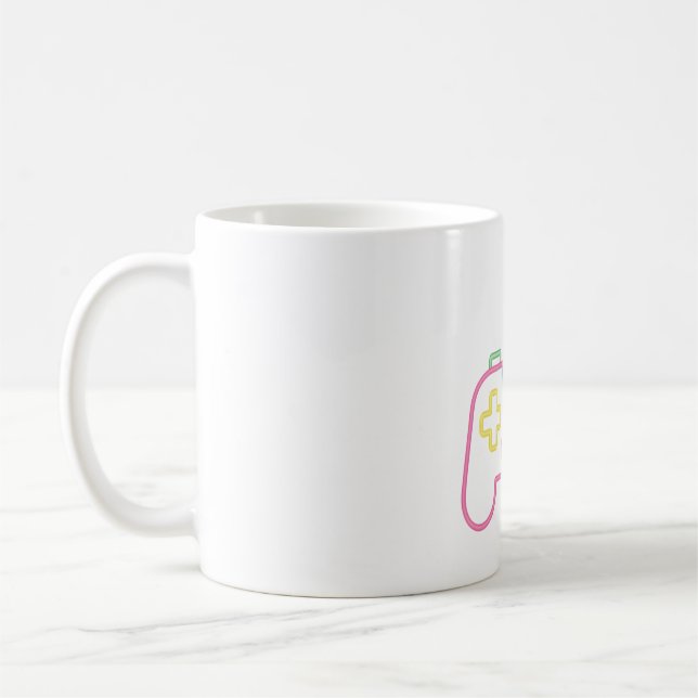Faux Neon Game Console Controller-spelare Kaffemugg (Vänster)