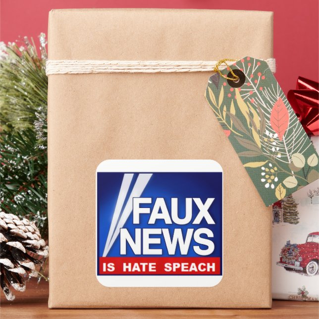 Faux News Fyrkantigt Klistermärke (Semester)