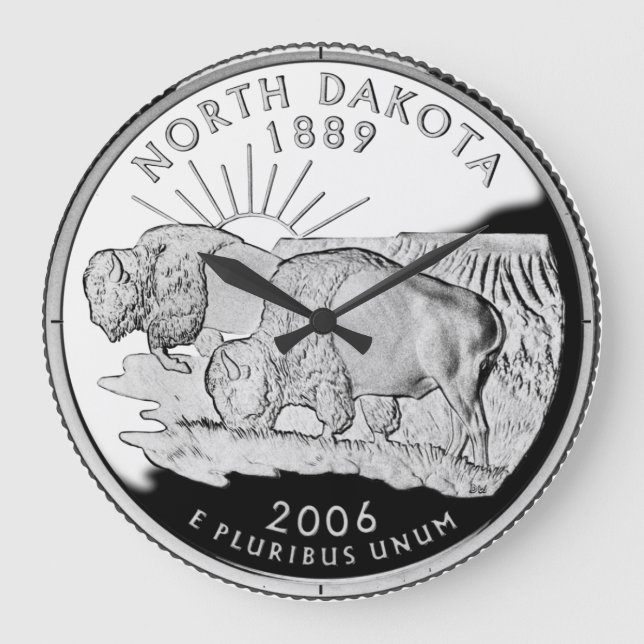 Faux North Dakota State Quarter Clock Stor Klocka (Framsida)
