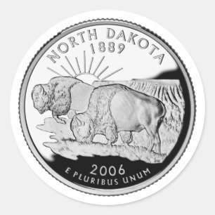 Faux North Dakota State Quarter Runt Klistermärke
