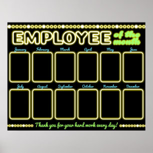 Faux nyon-fotoanställd för månadens visning poster