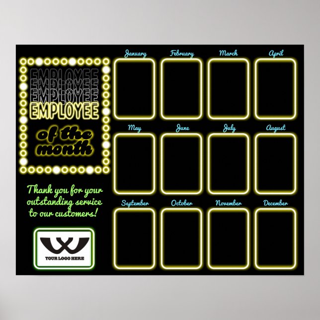 Faux nyon-fotoanställd för månadens visning poster (Framsidan)