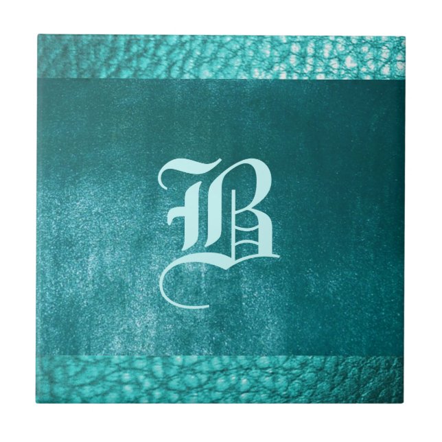 Faux Ocean Clear Blue Leather Tile- Design B Kakelplatta (Framsidan)