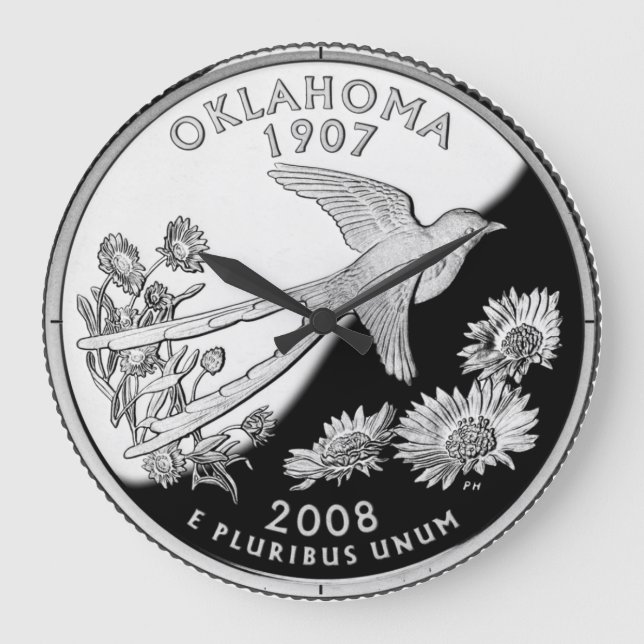 Faux Oklahoma State Quarter Clock Stor Klocka (Framsida)
