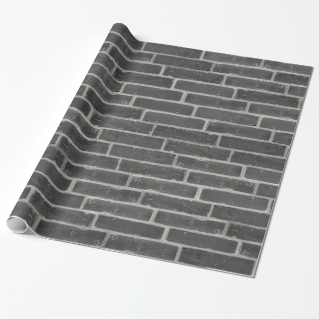 Faux Old Black Brick Wall Presentpapper (Utrullad)