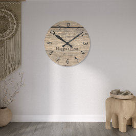 Faux Old Wooden Barrel ・ Anpassningsbar Rund Klocka