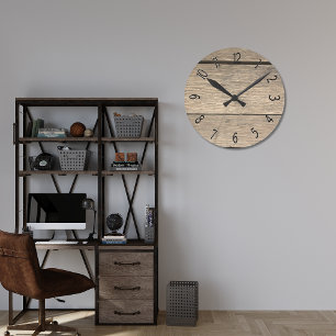 Faux Old Wooden Barrel Rund Klocka