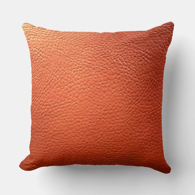 Faux Orange Leather Kudde (Framsida)