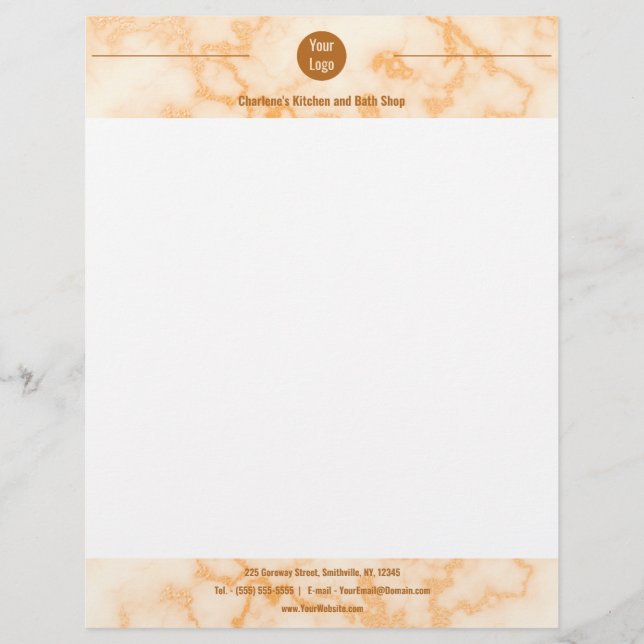 Faux Orange Marble Letterhead Brevhuvud (Framsida)