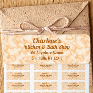 Faux Orange Marble Return Address Label Returadress Etikett
