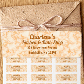 Faux Orange Marble Return Address Label Returadress Etikett