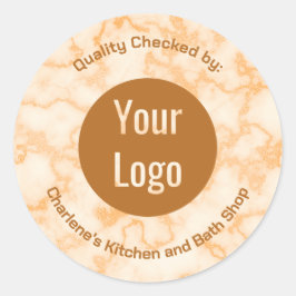 Faux Orange Marble Runt Klistermärke