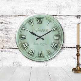 Faux Oxidized Copper Roman Numerals Stor Klocka