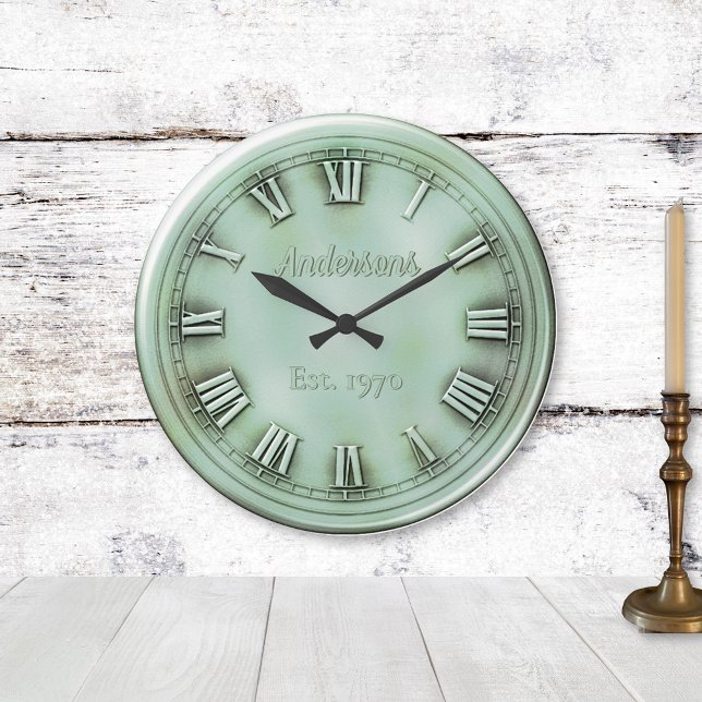 Faux Oxidized Copper Roman Numerals Stor Klocka (Skapare uppladdad)