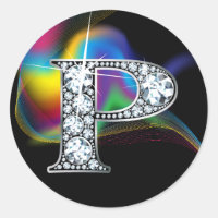 Faux "P" Diamond Bling på Rainbow Swirl Heart