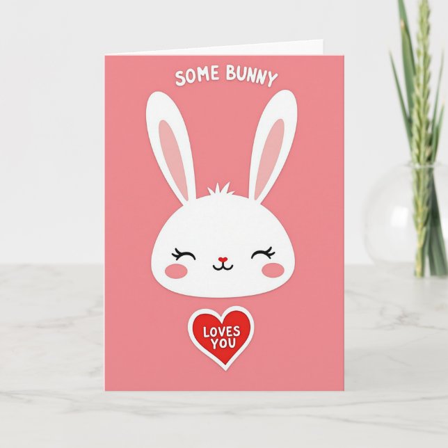 Faux Paper Some Bunny Loves You Card Kort (Framsida)