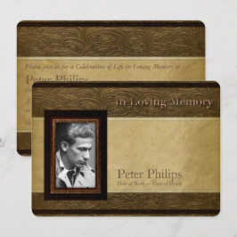 Faux-parchment Photo Memorial Service Inbjudningar