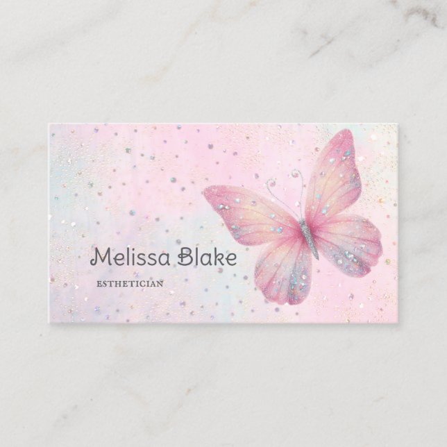 faux pastel glitter butterfly visitkort (Framsida)
