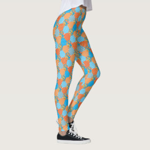 Faux Patchwork Checks, Blommigt, Rand, Polka dots Leggings