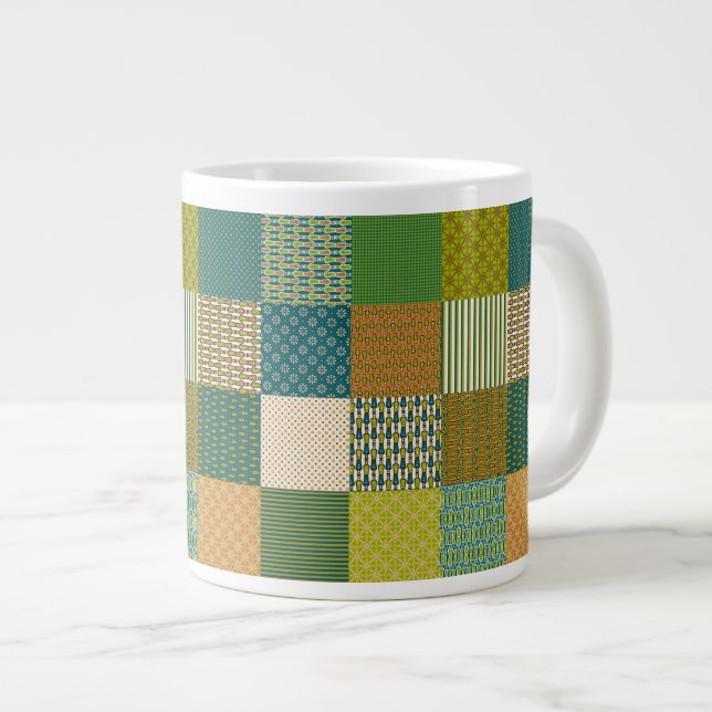 Faux Patchwork, Earth Färg: Jumbo Coffee Mugg Jumbo Mugg (Framsida höger)