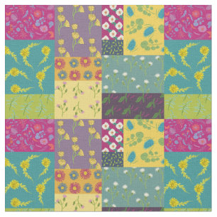 Faux Patchwork Quilt Print Boho Maximalist Stil Tyg