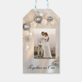 Faux Pearl Diamond Button Bröllop spara datum Presentetikett