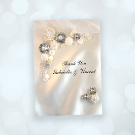 Faux Pearl och Diamond Buttons Bröllop Tack Anteckningskort