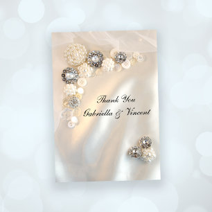 Faux Pearl och Diamond Buttons Bröllop Tack Anteckningskort