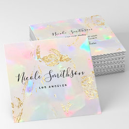 Faux pearlescas och FAUX guld foil-detaljer Squar Fyrkantigt Visitkort