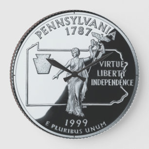 Faux Pennsylvania State Quarter Clock Stor Klocka