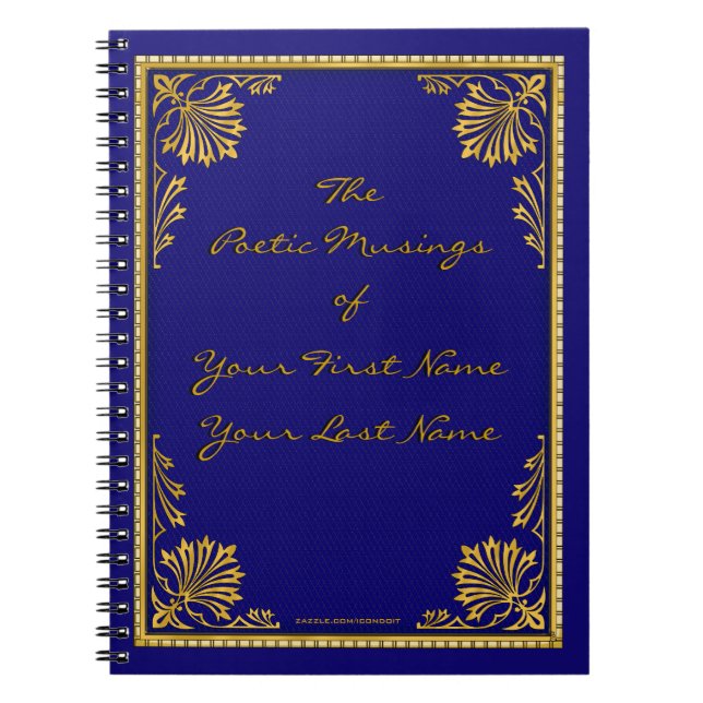 Faux (personifierat) förgyllt läder, anteckningsbok med spiral (Framsidan)